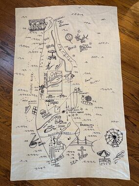 B37 Women’s Hand-Drawn New York City Map Cotton Scarf/Wrap in Cream and Black